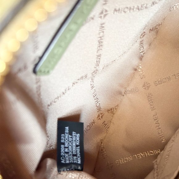 Michael Kors Jet Set Glam Small Oval Camera Crossbody Bag MK Light Sage Multi - Picture 12 of 13